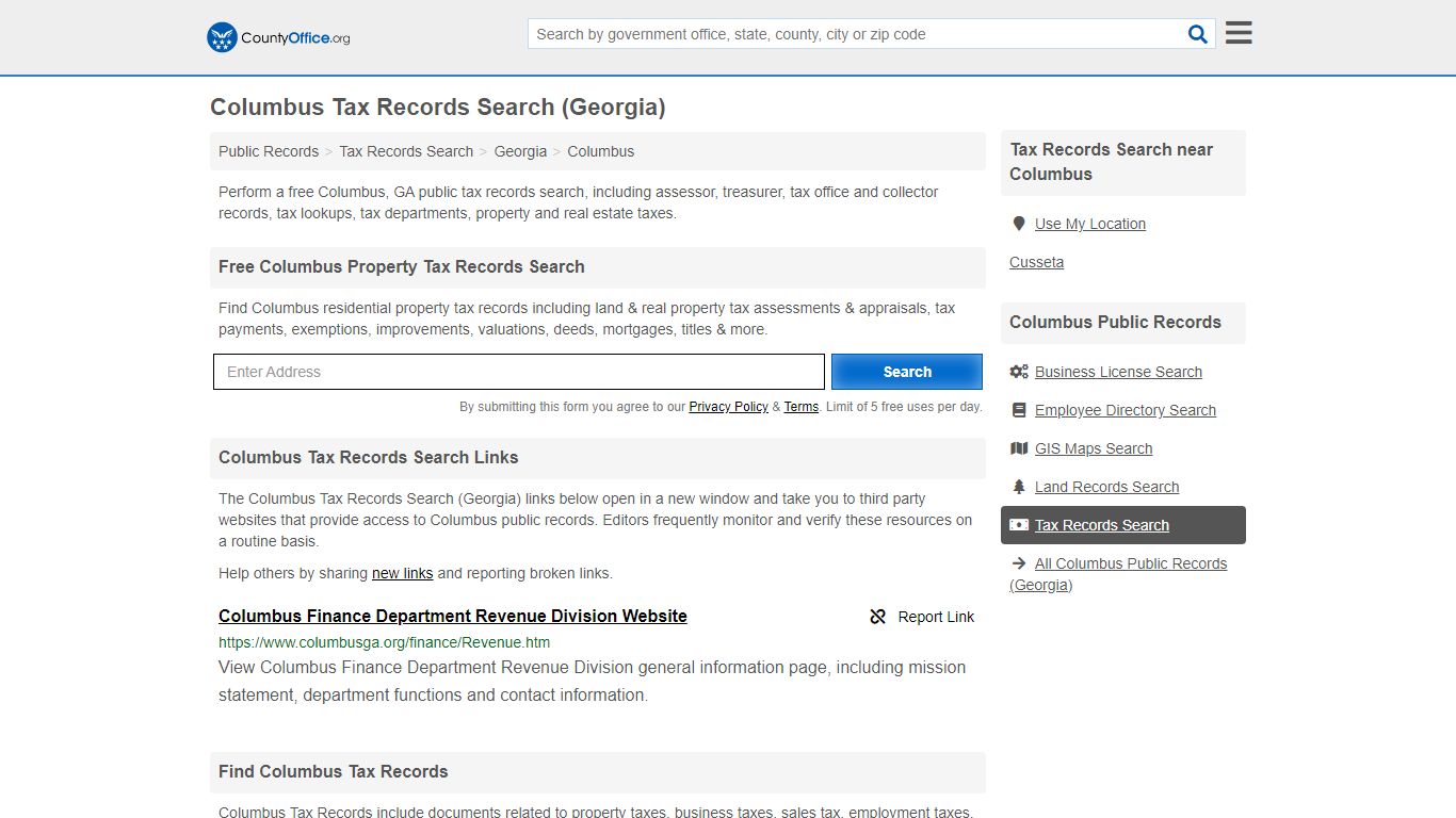 Tax Records Search - Columbus, GA (Business, Employment ...